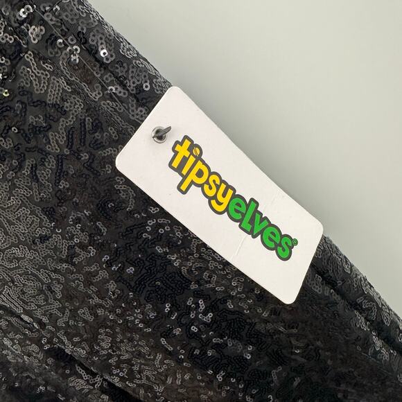 NWT Tipsy Elves Black Sequin High Waisted Leggings Pants sz S - Picture 3 of 6